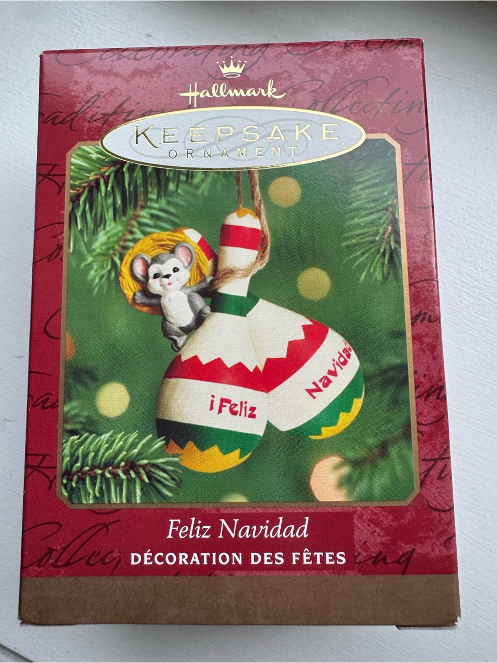 Hallmark Ornament "Feliz Navidad" Mouse Maraca